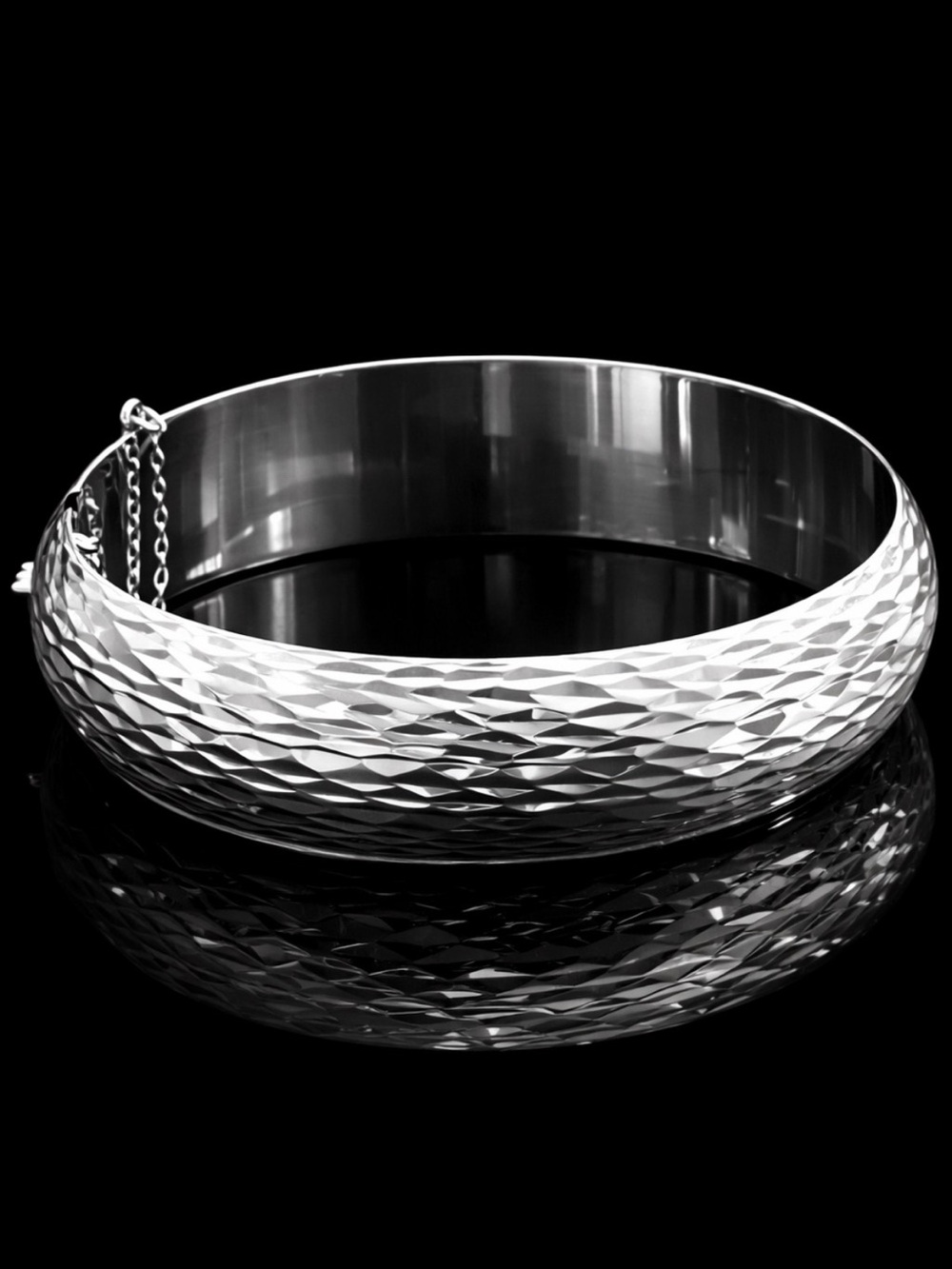 Sterling silver vintage diamond cut polished bold bangle statement bracelet QVC